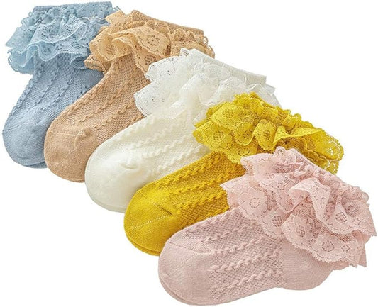 QandSweet Baby Girls' Eyelet Flower Socks Ankle Sock for Newborn
