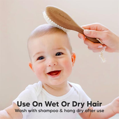 KeaBabies Hair Brush - Soft Goat Bristles Baby Brush, Cradle Cap Brush