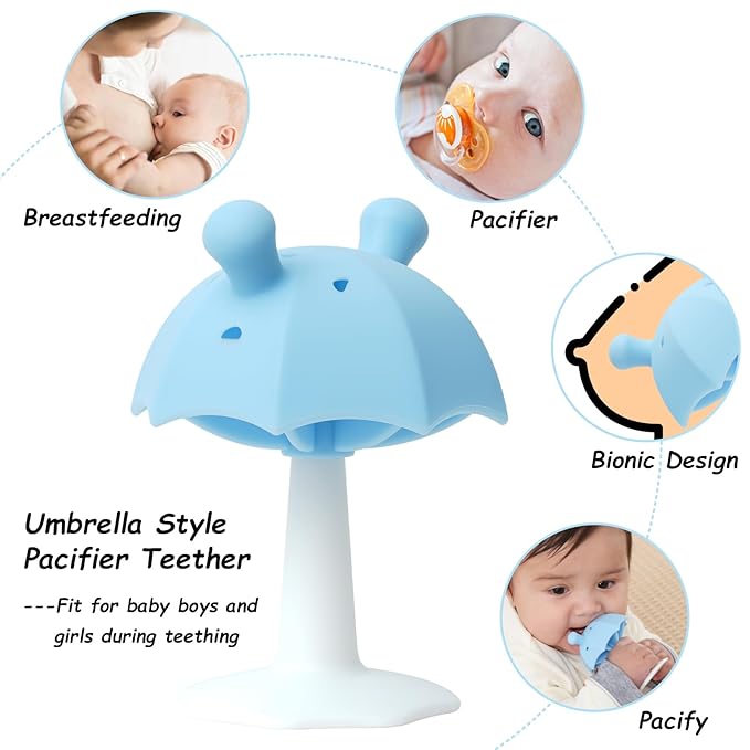 Umbrella Baby Teether with Suction Base, Keeping Babys Busy 0-6 Months, 6-12 Months 12-24 Months,