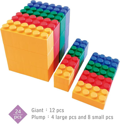 UNiPLAY Giant Plump Toddler Soft Building Blocks - 24-Piece Stacking Set for Early Cognitive Development and Creative Play 3 Months+