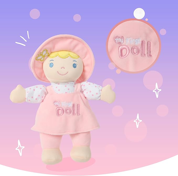 Linzy Plush Soft Plush Baby Doll Blond Hair My First 10''