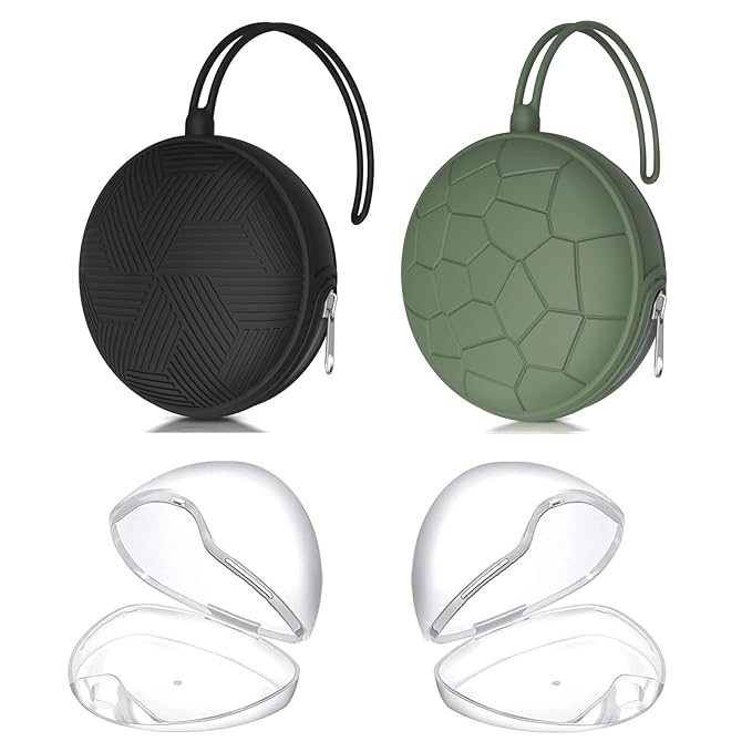 Smlpuame 4 Pack Pacifier Holder Case Set,2 Silicone Portable Pacifier Cover Pouch Bag for Diaper Bags Baby Carriage with 2 Transparent Pacifier Storage Container Box