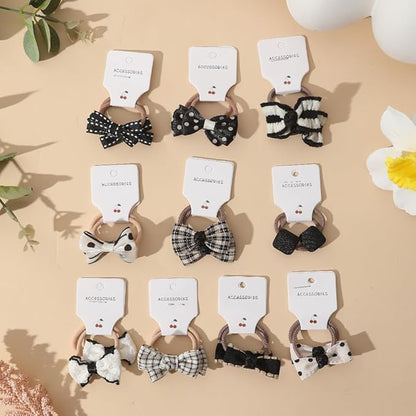 Baby Girl 2'' Elastic Hair Ties with Bows 20Pcs Set, Ponytail Bow Holder Hair Rings