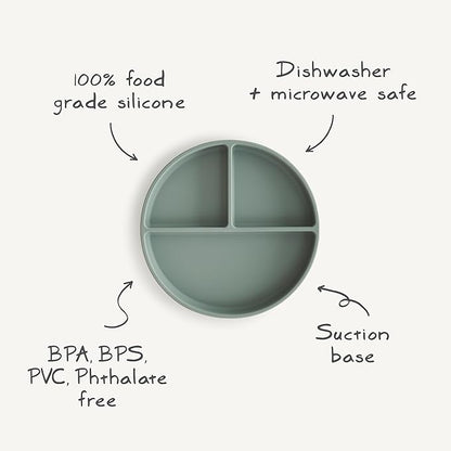 mushie Silicone Suction Plate | BPA-Free Non-Slip Design (Woodchuck)