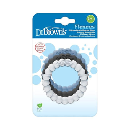 Dr. Brown’s Flexees Beaded Teether Rings and Bunny Teether, 100% Silicone 4-Pack, Blue, 3m+
