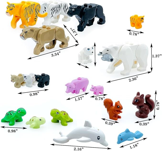 23pcs Animals Mini Figures Friends Sets with Baby Building Block 6-7-8-9-10-11-12 Kits