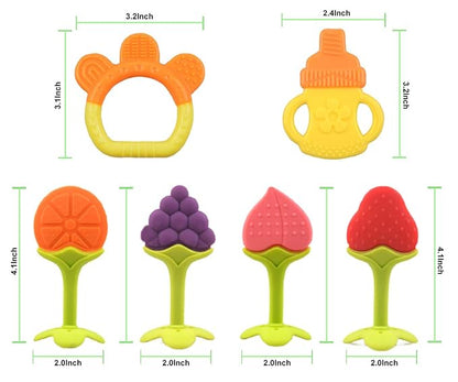 Baby Teether Toys for Babies 0-6 Months, Newborn Infant Baby Teethers Freezer Safe Silicone Baby Teether Toys 0-6 Months, 6 Pack