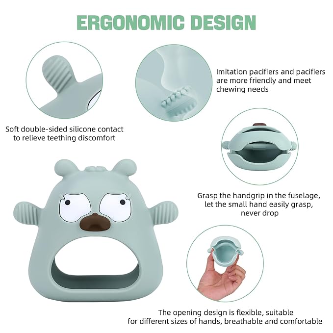 Teething Toys for Babies 0-6-12 Months, Baby Teether Never Drop Baby Teether for Teething Relief