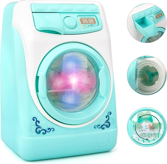 deAO Washing Machine Toy for Kids Dollhouse Furniture Pretend Play