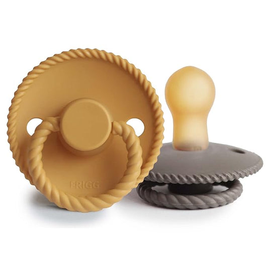 FRIGG Rope Natural Rubber Baby Pacifier | Made in Denmark 0-6 Months)