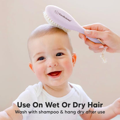 KeaBabies Baby Hair Brush with Soft Goat Bristles, Cradle Cap Brush