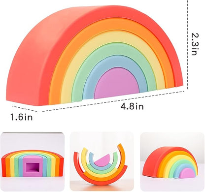 let's make Rainbow Stacking Toy Baby Silicone Stacker Building Blocks 3 years (6Pcs)
