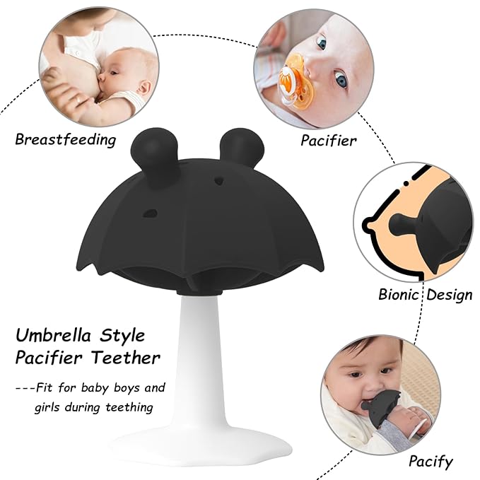 Teething Toys for Babies 0-6 months, Seposeve Umbrella Baby Teether with Suction Base 6-12 months 12-24 months