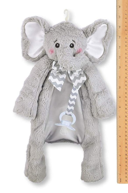 Bearington Baby Lil’ Spout Pacifier Pet, Gray Elephant Plush Stuffed Animal Lovie and Paci Holder 15"