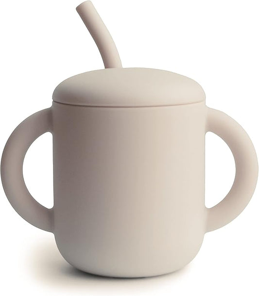 mushie 100% Silicone Training Cup & Straw for Toddlers | 6 Months+ (Shifting Sand)
