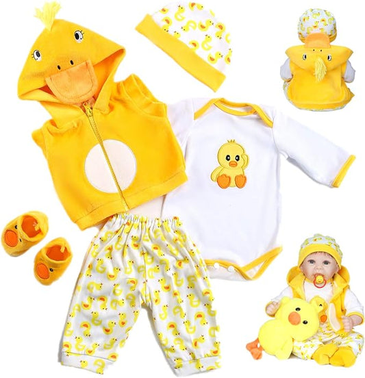 Reborn Baby Dolls Clothes 22 inch Outfit Accessories Yellow Duck 5pcs Set 20-22 Inch