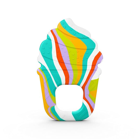 Bright Starts Soothing Soft Serve Silicone Teether, Easy-Grasp Ice Cream Cone 3 Months+