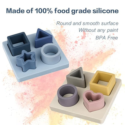 Haakaa Baby Silicone Shape Puzzle, Baby Stacking Toys & Teething Toys 3M+ Babies,