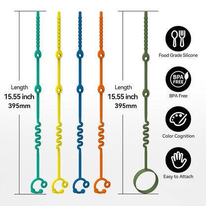 Baby Toy Strap - Keep Your Baby's Toys and Sippy Cups Secure with Toy Straps and Sippy Cup Strap, 5 Pack Adjustable Silicone Straps for Strollers