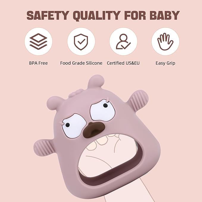 Silicone Teether Toys’╝īTeething Toys for Babies, Baby Teether Never Drop Baby Teether for Teething Relief