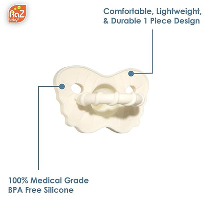 RaZbaby RaZzies Pacifier 2-Pack for Newborns &Infants 0m+ - Natural Nipple Shaped BPA Free Medical Grade Silicone 1 Piece