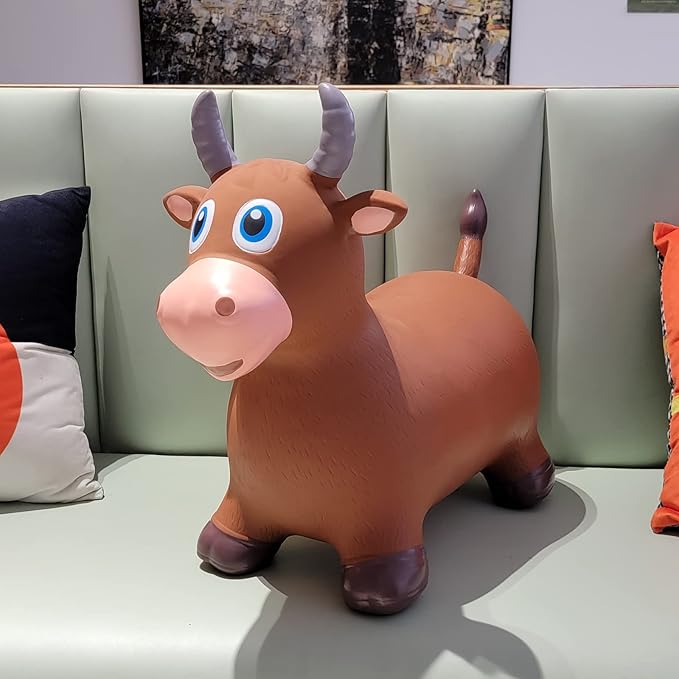 HotMax Bouncy Bull Hopping Horse Toys, Inflatable Bouncing Animal Hopper for Toddlers or Kids 2 3 4 Year