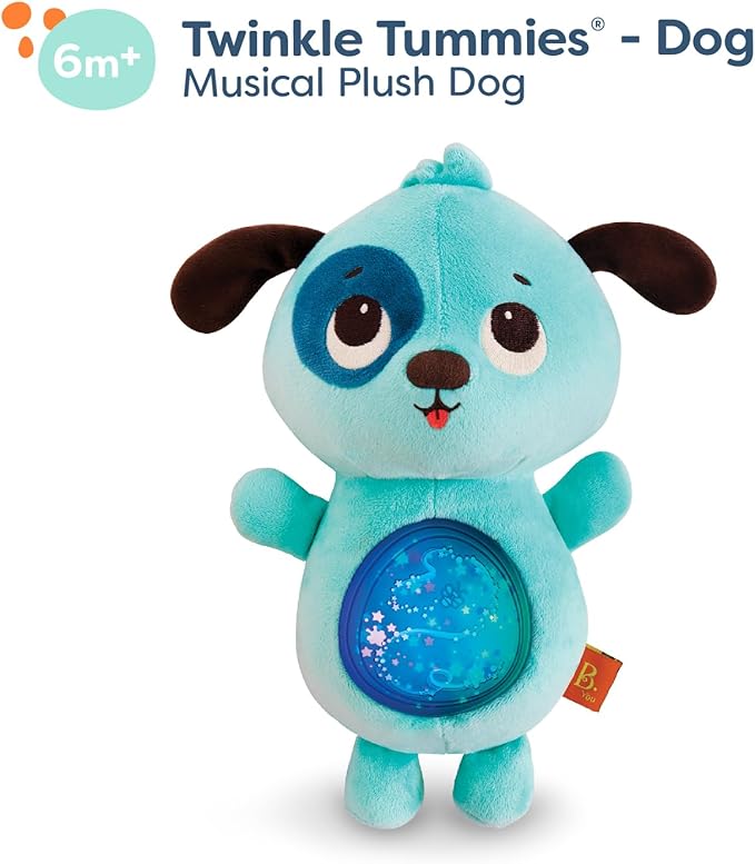 B. toys- B. baby –Baby Soothing Plush Dog- Gloiwng Tummy Dog–6 Months