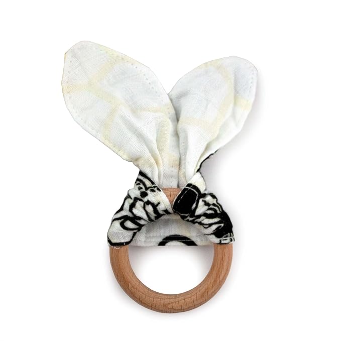 Kanga Care Baby Soft Muslin Sensory Crinkle Bunny Ear Wood