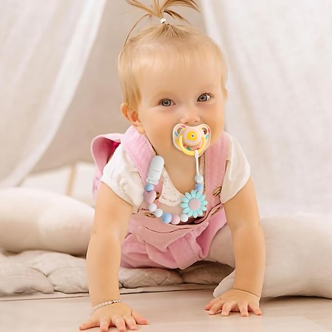 Silicone Pacifier Clip, 3 Pack Pacifier Holder for Boys and Girls