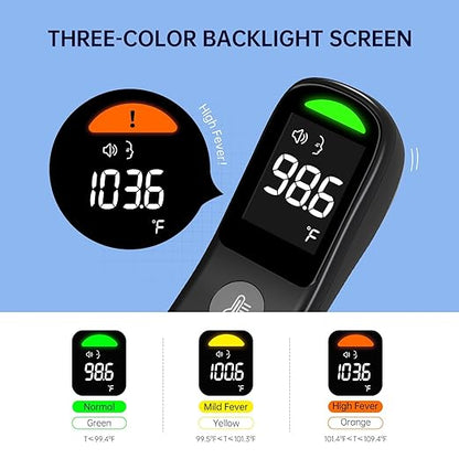 No-Touch Forehead Thermometer, 1s Accurate Reading and 3-Color Indicator 2-in-1 Infrared