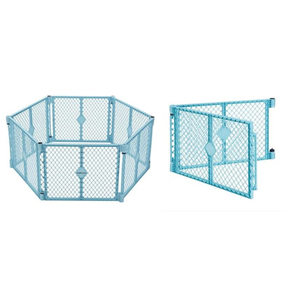 Toddleroo by North States Superyard Indoor/Outdoor 6-Panel Baby Play Yard with 2-Panel Extension Bundle, Made in USA: Freestanding. 18.5 sq. ft. to 34.4 sq. ft. Enclosure (26" Tall, Aqua)