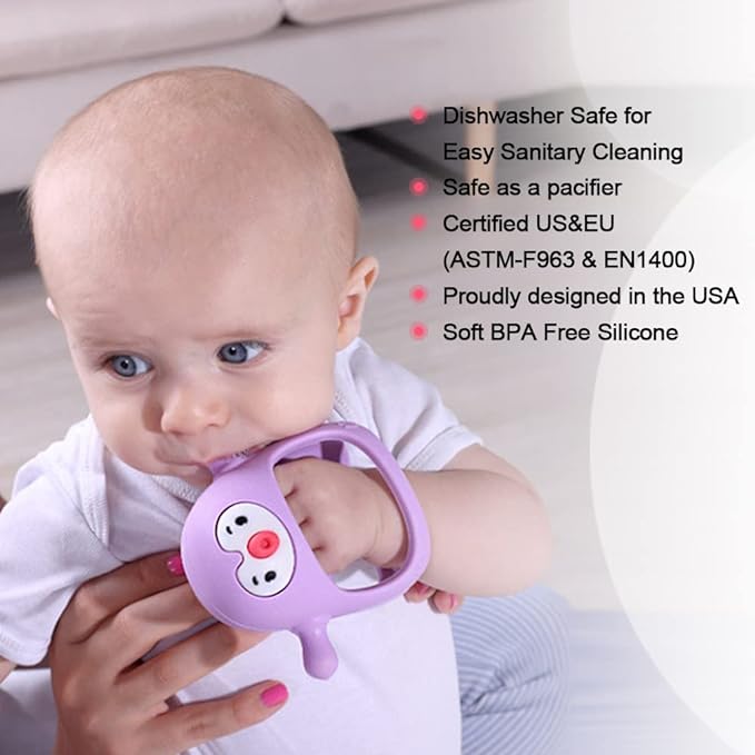 Smily Mia Smily Mia Penguin Teethers, Silicone TeethingToys for Babies 0-6Months 3-6Months, Hand