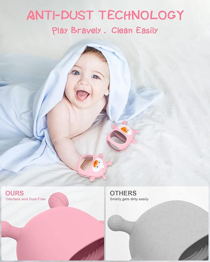 Teething Toys for Babies 0-6 Months, Never Drop Silicone Baby Teether