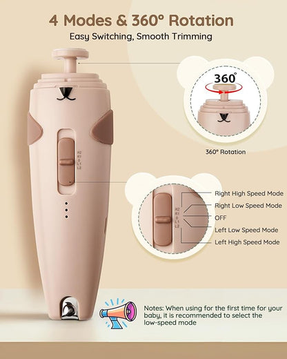 Lilian&Gema Baby Healthcare and Grooming Kit, 28-in-1 Rechargeable Nail Trimmer Electric Set, Dual Auto Light Baby Nail Care Kit, Portable Newborn Nursery Health Care Set for Infant Toddlers Boy Girl