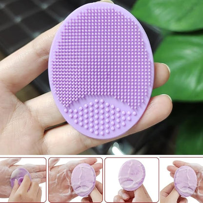 Baby Hair Brush with Wooden Handle and Comb Set for Newborns & Toddlers | Natural Soft Goat Bristles l Wood Comb l Purple Silicone Brush (3 Piece)