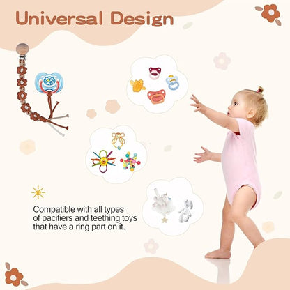 Pacifier Clip for Boys Girls Floral Daisy Macrame Paci Clip