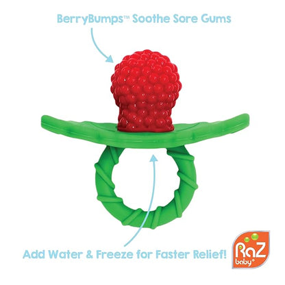 RaZbaby 2-Pack Silicone Berrybumps Baby Teething Toys - BPA Free, Hands Free Design