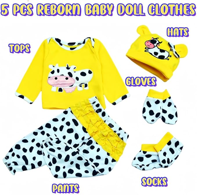 Reborn Baby Dolls Clothes for 17-22 Inch Newborn Baby Doll 17-22 Inch 5pcs Yellow