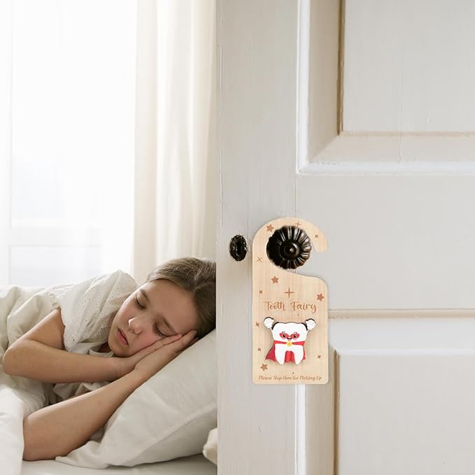 Tooth Door Hanger with Money Holder, Wooden Tooth Door Holder 3D Lost