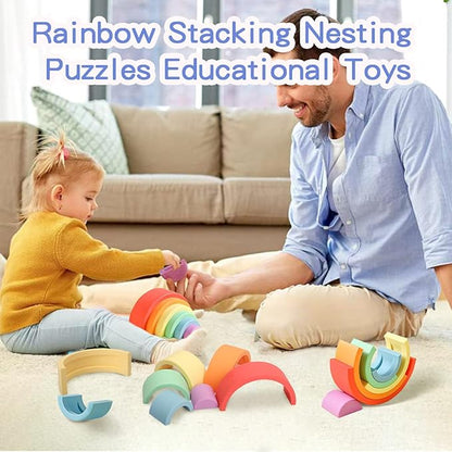 let's make Rainbow Stacking Toy Baby Silicone Stacker Building Blocks 3 years (6Pcs)