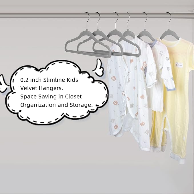 GoodtoU Kids Velvet Hangers,30 Pack Baby Hangers for Closet Non Slip Velvet Clothes Hangers Coat Hangers for Toddler Children Infant Hanger (Dark Grey 30Pack)