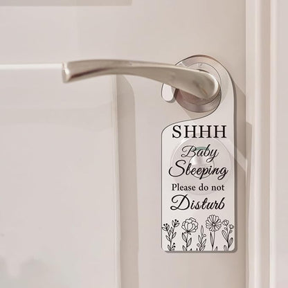 CHGCRAFT 2Pack Baby Sleeping Door Hands Hanger Sign Acrylic Notice