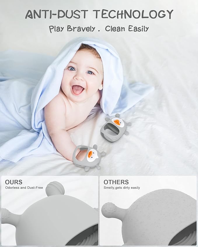Teething Toys for Babies 0-6 Months, Never Drop Silicone Baby Teether