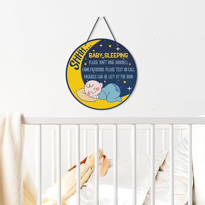 Putuo Decor Dont Ring Doorbell Sign Cute Baby Sleeping Door