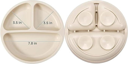 PandaEar 9 PCS Toddler Plates and Utensils Set, 3 Pack Suction Plates for Toddler with 3 Spoons 3 Forks, Silicone Baby Feeding Set, Toddler Dinnerware Eating Essentials