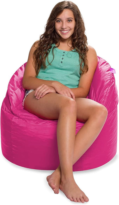 Posh Creations Sonoma Lounger Chair for Kids and Teens Big Bean Bag for Living Rooms, Bedrooms and Basements, Large, Pink