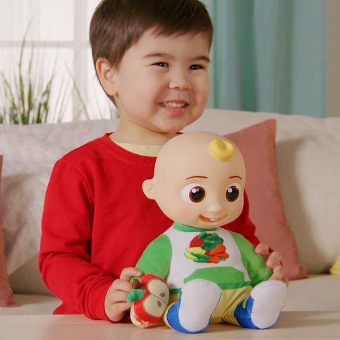 CoComelon Snack Time Features JJ Doll with Red Apple Plush - Plays Sounds, Phrases