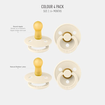 BIBS Colour Pacifier 4-Pack, BPA Free Dummy Pacifier 2 (6-18