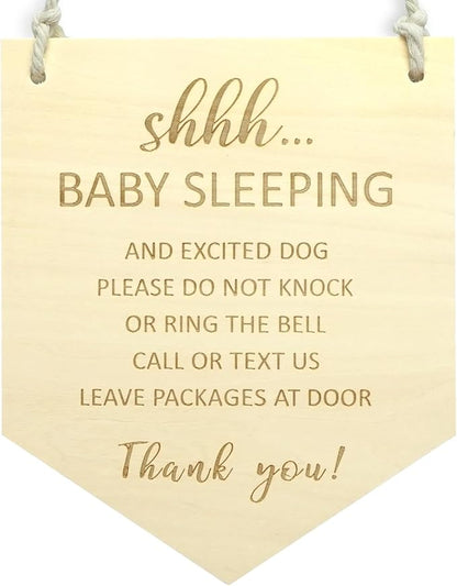 Baby Sleeping Sign for Front Door, Do Not Knock or Ring the Bell Sign