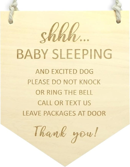 Baby Sleeping Sign for Front Door, Do Not Knock or Ring the Bell Sign